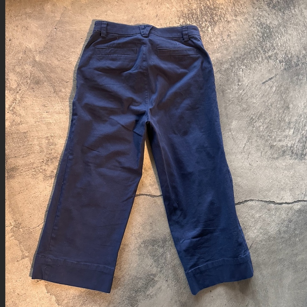 Duluth Trading Co. Workday Warrior Chino Wide Leg Crop Pants Navy. Size 2. - Picture 2 of 6